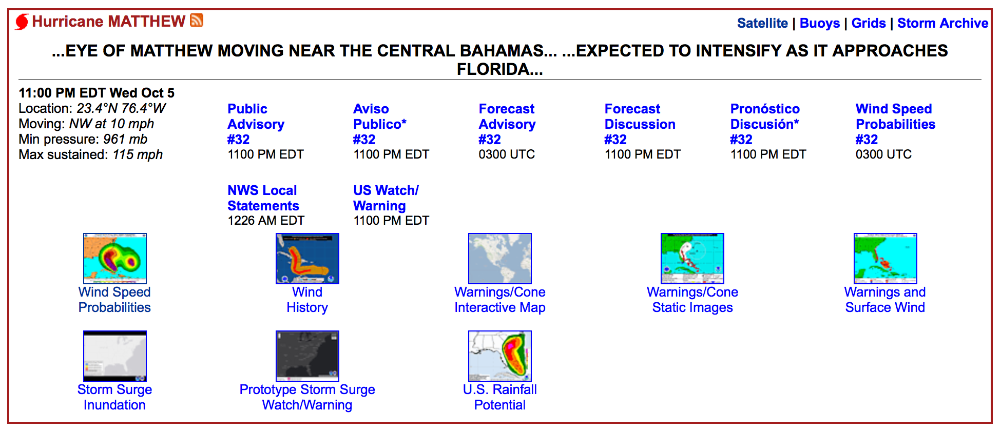 NWS hurricane warning